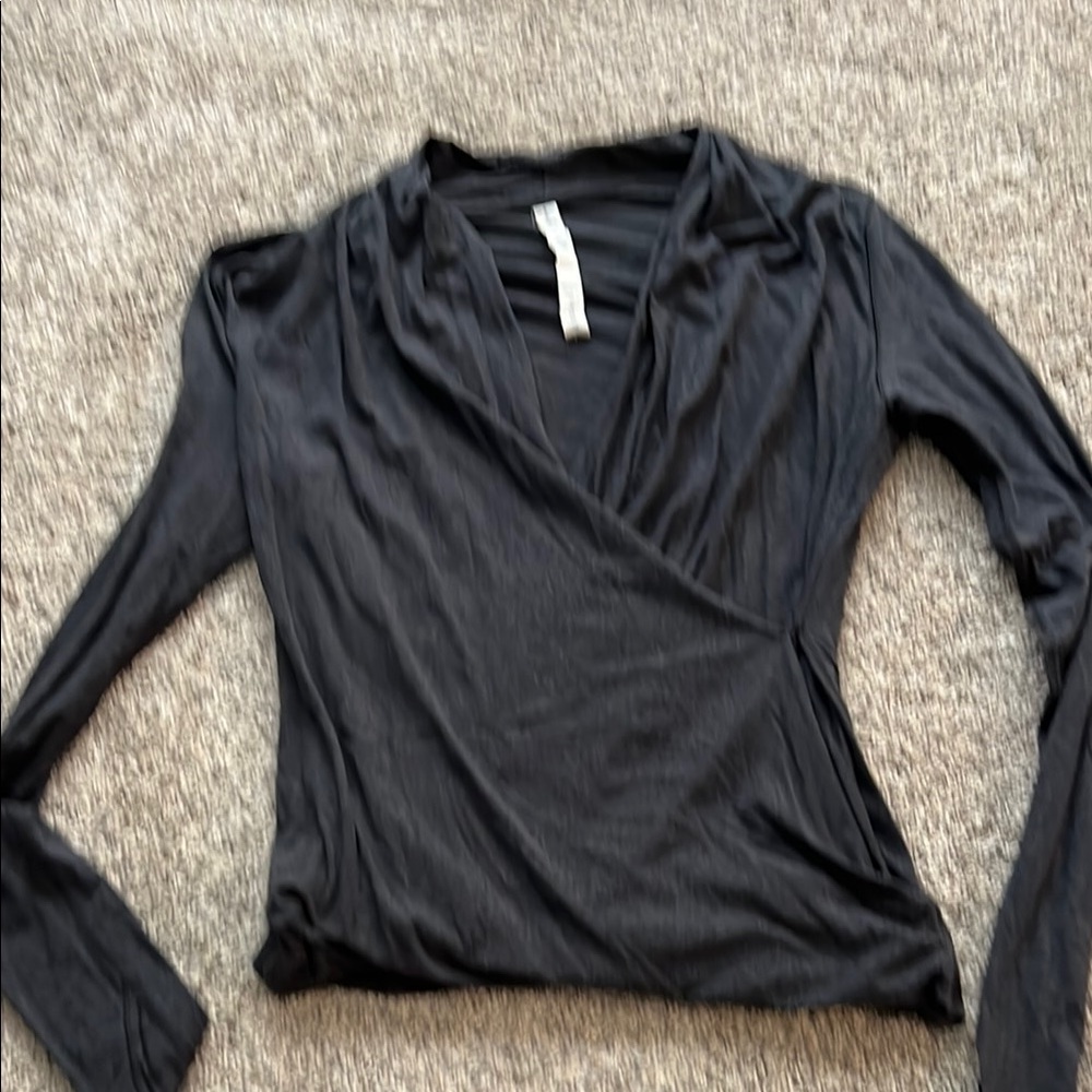 Lululemon Athletica Gray Wrap Blouse Long Sleeve